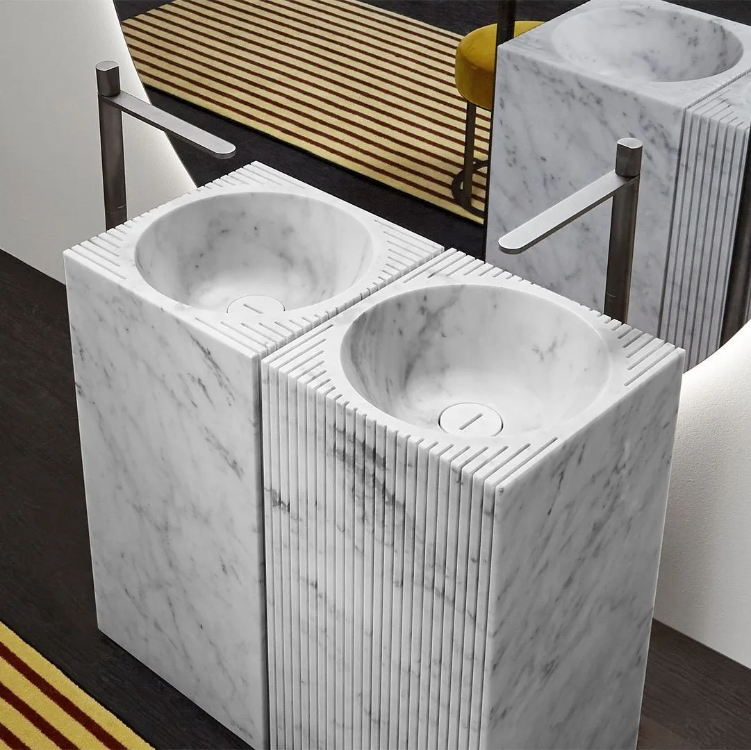 Умывальник отдельно стоящий Antonio Lupi Controverso 450x850x450 мм, Carrara Marble (CONTROVERSO Marmo Carrara_cr) - Фото 2